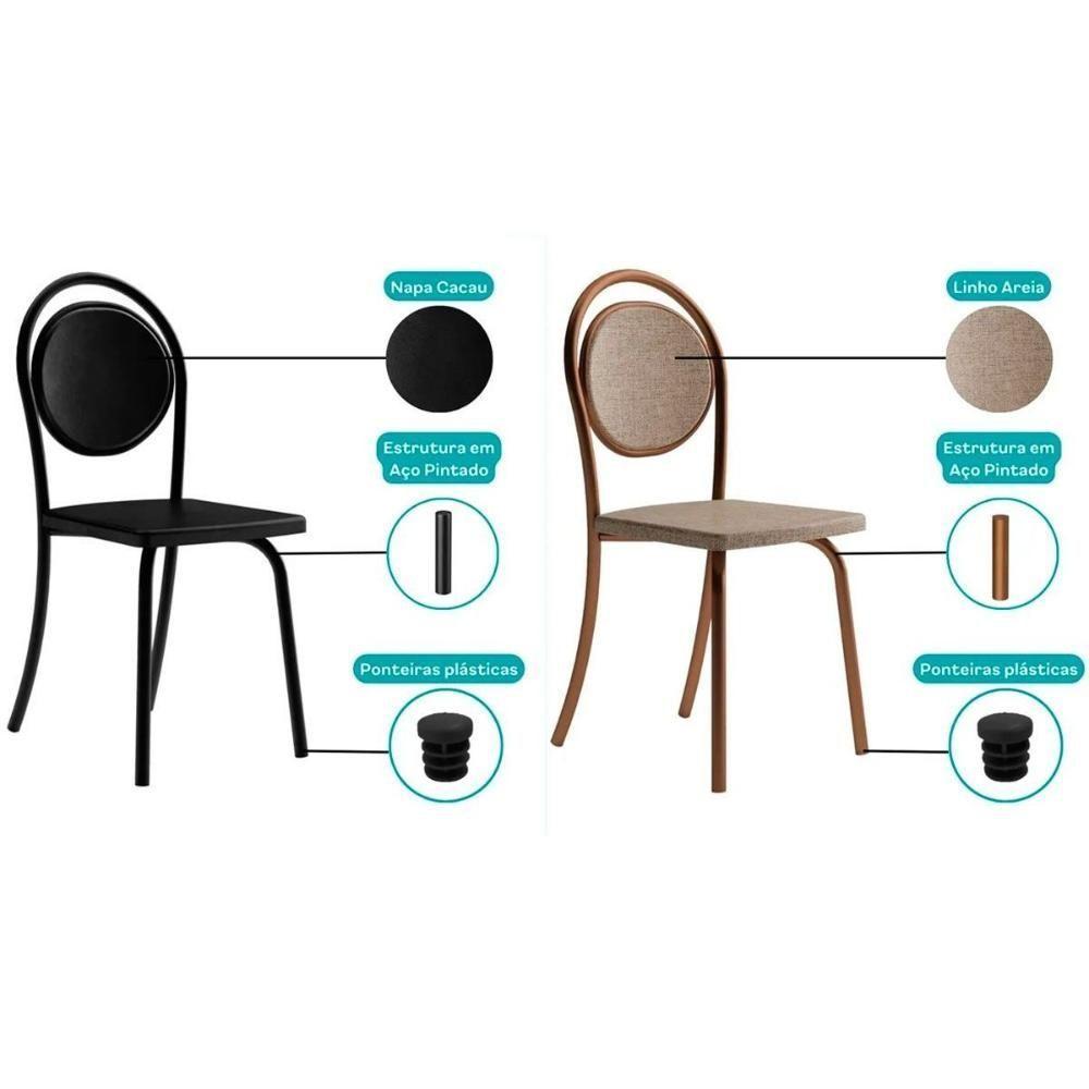 Kit 6 Cadeiras De Cozinha 1738 6 Uni Preto-grafite - Preto - Carraro - 4