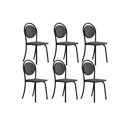 Kit 6 Cadeiras De Cozinha 1738 6 Uni Preto-grafite - Preto - Carraro