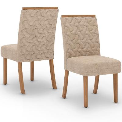 Kit 2 Cadeiras Estofadas Sala De Jantar Esther Suede Creme Henn Suede Creme