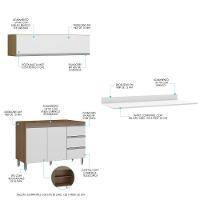 Kit Cozinha Balcão Tampo Armário Aéreo Em Mdp Menu Móveis Branco - 2