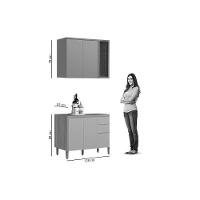 Kit Cozinha Modulada 2 Peças Allure (1aéreo+1balcão) Cp24 Jequitiba-gris Fosco-linea Brasil