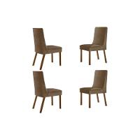 Kit 4 Cadeiras Sala Jantar Dakota 4 Un Madeira Capuccino-suede Capuccino - Rufato - 1