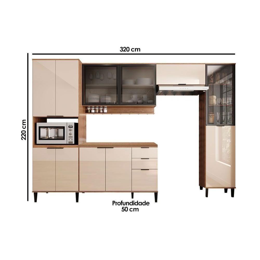 Kit Cozinha Modulada 5 Peças Alpha (2aéreos+1balcão+2paneleiros) C5p135 Freijo-off White - Carraro - 2