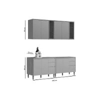 Kit De Cozinha Completa 4 Peças Allure (2aéreos+2balcões) Cp25 Jequitiba-gris Fosco - Linea Brasil