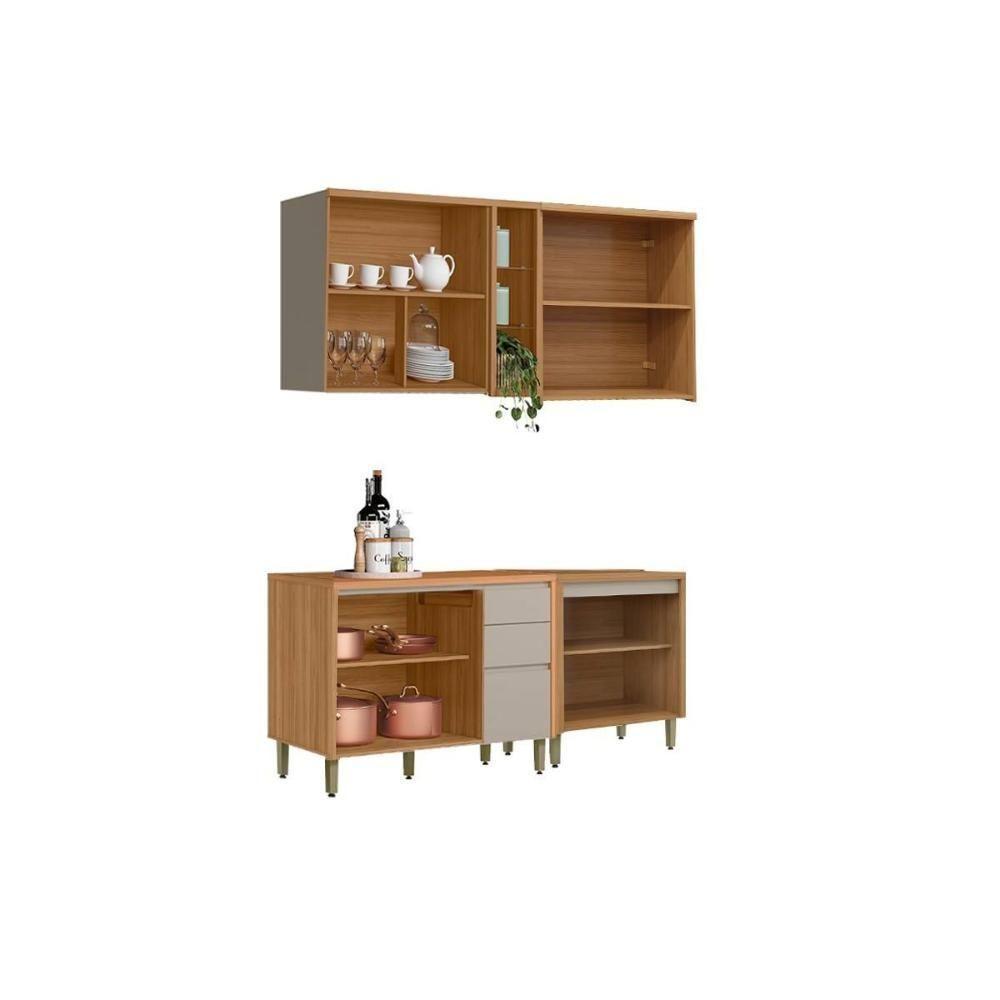 Kit De Cozinha Completa 4 Peças Allure (2aéreos+2balcões) Cp26 Jequitiba-gris Fosco - Linea Brasil - 3