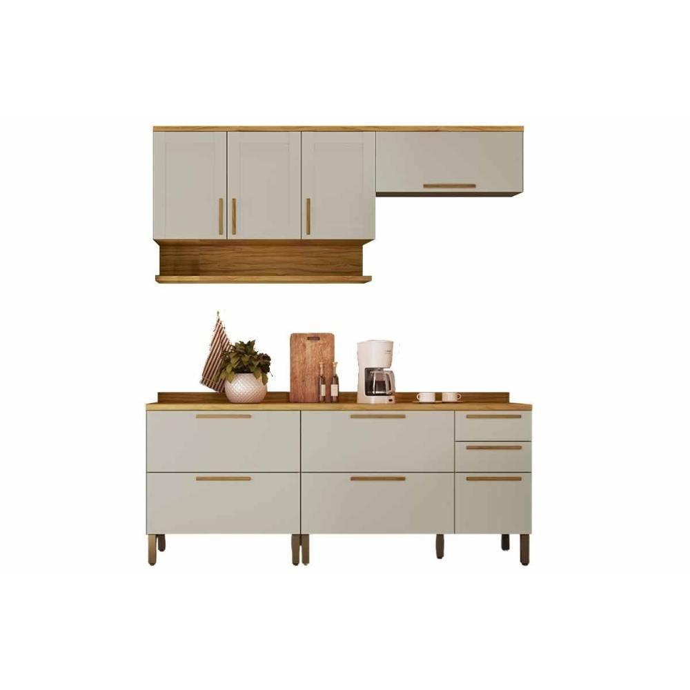 Kit Cozinha Modulada 4 Peças Riesling (2aéreos+2balcões) C4p250 Amendoa-off White - Ronipa - 1