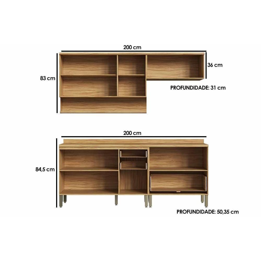 Kit Cozinha Modulada 4 Peças Riesling (2aéreos+2balcões) C4p250 Amendoa-off White - Ronipa - 2