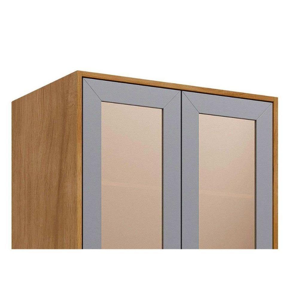 Paneleiro De Cozinha Cristaleira áurea C- 4 Portas (2 C- Vidro Reflecta) E 1 Nicho 70cm Cinamomo-off White - Mgm - 6