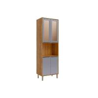 Paneleiro De Cozinha Cristaleira áurea C- 4 Portas (2 C- Vidro Reflecta) E 1 Nicho 70cm Cinamomo-off White - Mgm - 1