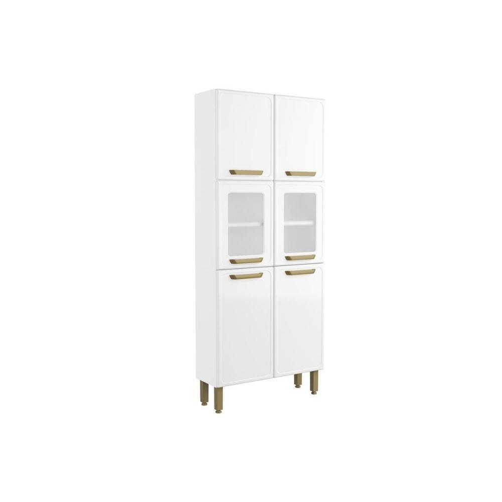 Paneleiro De Cozinha Bella C- 6 Portas (2 C- Vidro) 80cm Branco - Bertolini - 1