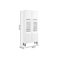 Paneleiro De Cozinha Bella C- 6 Portas (2 C- Vidro) 80cm Branco - Bertolini - 3