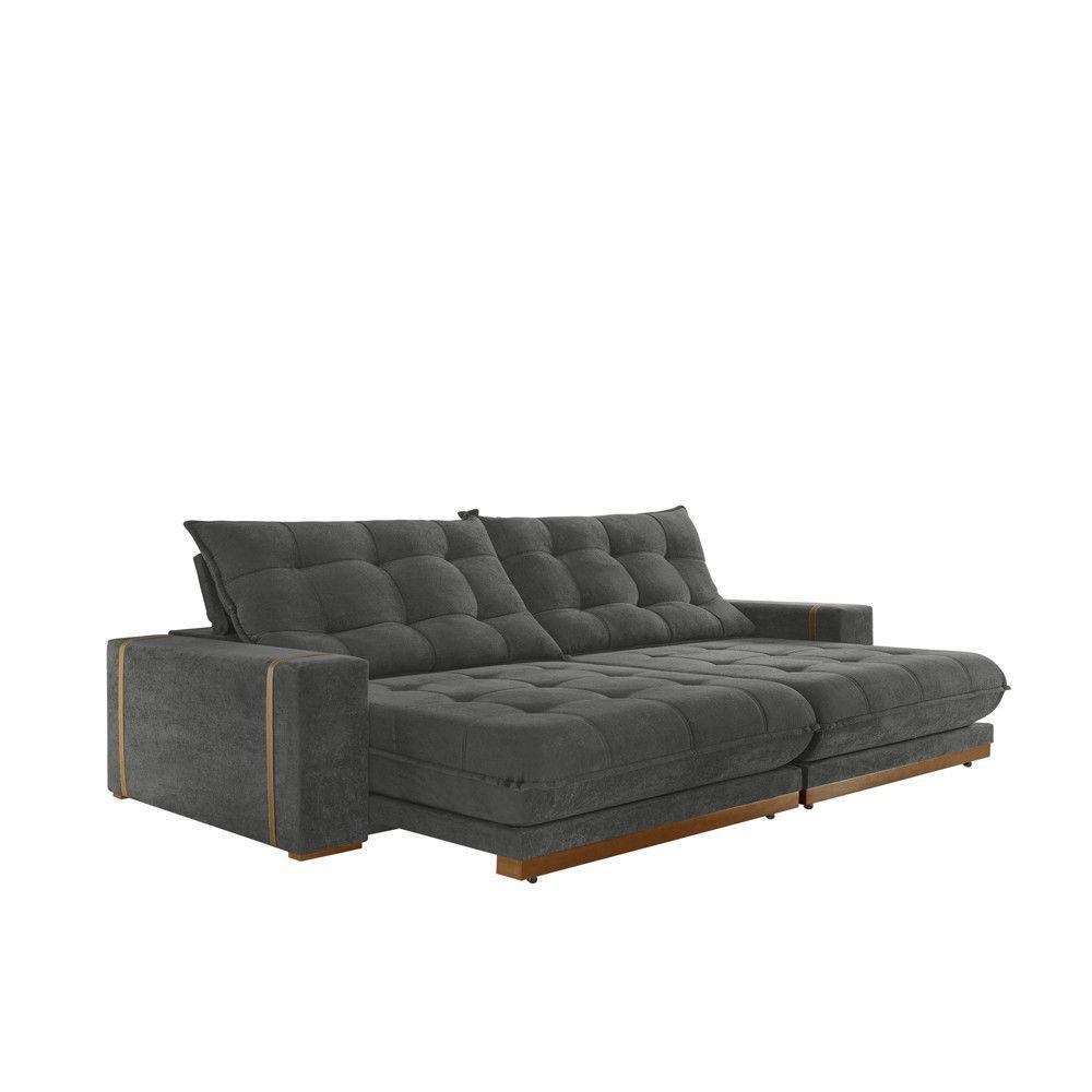 Sofá Retrátil Guaxupé 2,10m 03 Lugares Molas Ensacadas Txr Cinza - 2