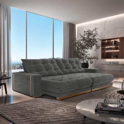 Sofá Retrátil Guaxupé 2,10m 03 Lugares Molas Ensacadas Txr Cinza