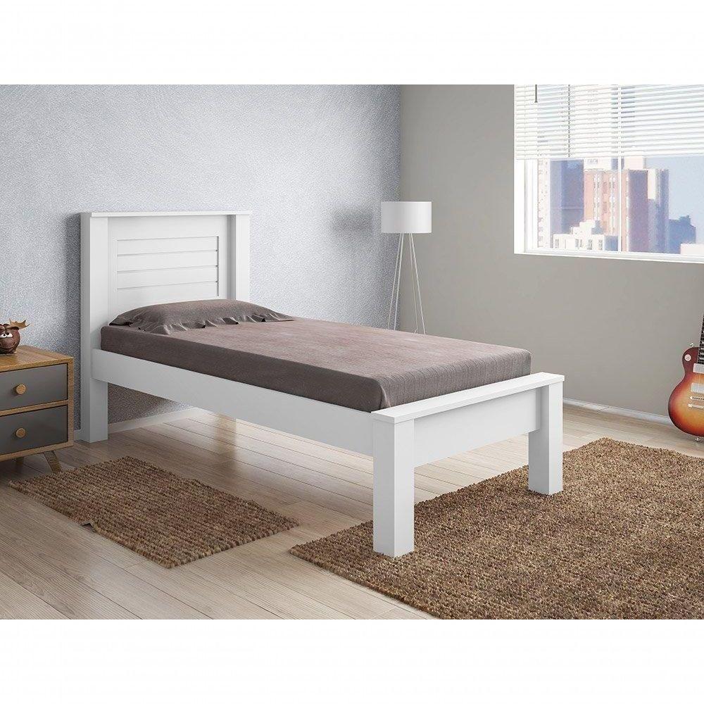 Cama Solteiro Milena Branco Com Colchão - Framar Móveis - 1