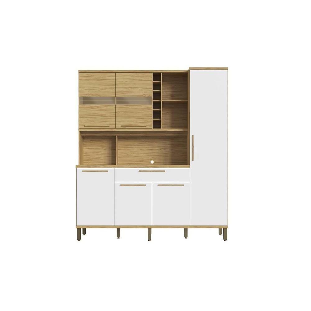 Kit De Cozinha Compacta Touriga C- 6 Portas E 1 Gaveta 220cm Amendoa-branco - Ronipa - 4