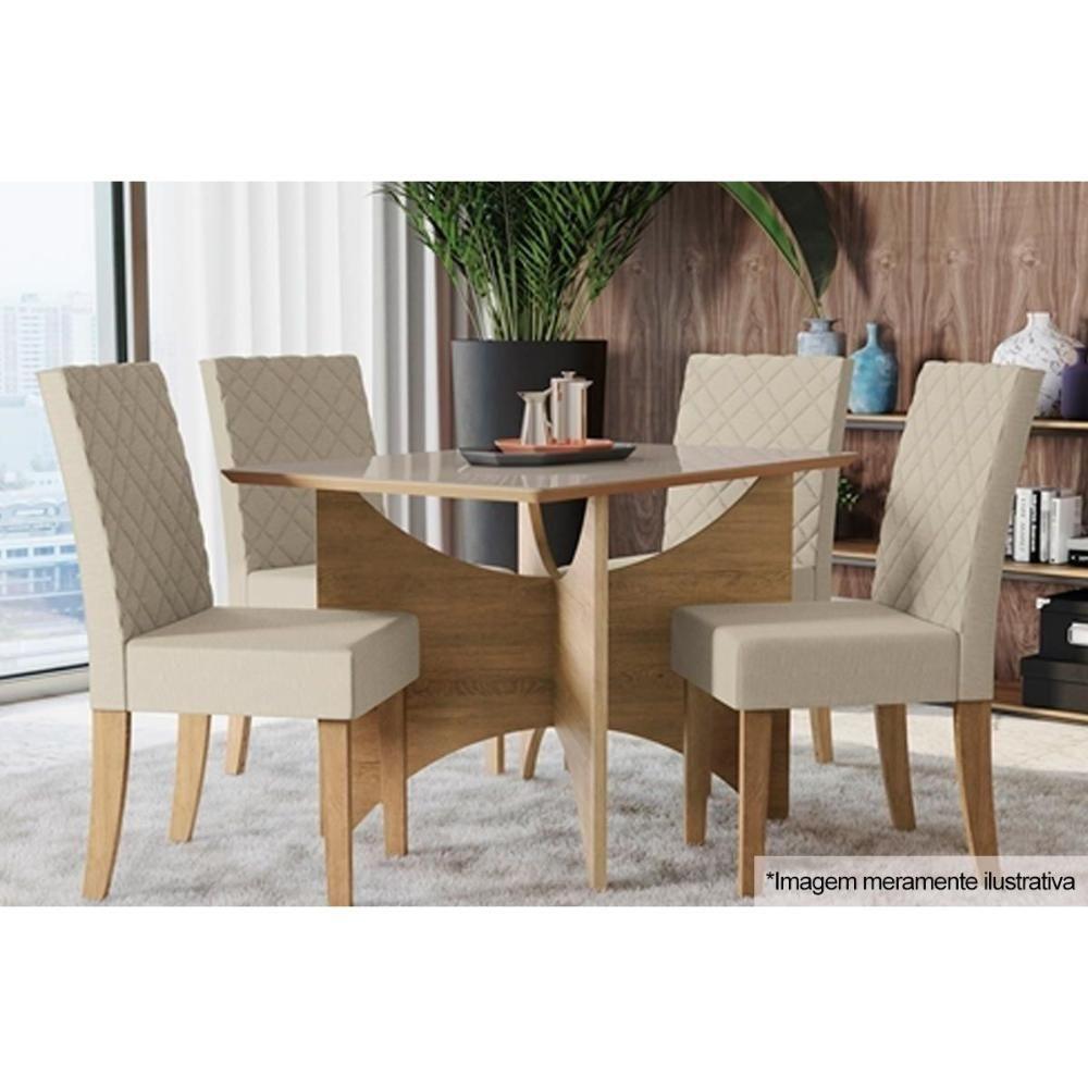 Tampo Mesa Sala De Jantar Madeirado C- Vidro Ta28 Quadrado 105x105cm Freijo-bronze - Kappesberg - 3