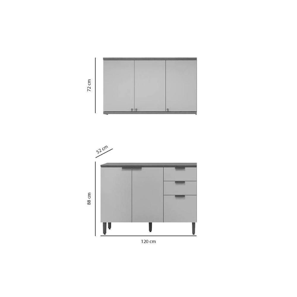 Kit Cozinha Modulada 4 Peças Selene 2 Peças (1balcão+1aéreo) Cp20 Jequitiba-off White Fosco - Linea Brasil - 5
