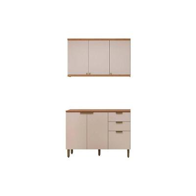 Kit Cozinha Modulada 4 Peças Selene 2 Peças (1balcão+1aéreo) Cp20 Jequitiba-off White Fosco - Linea Brasil