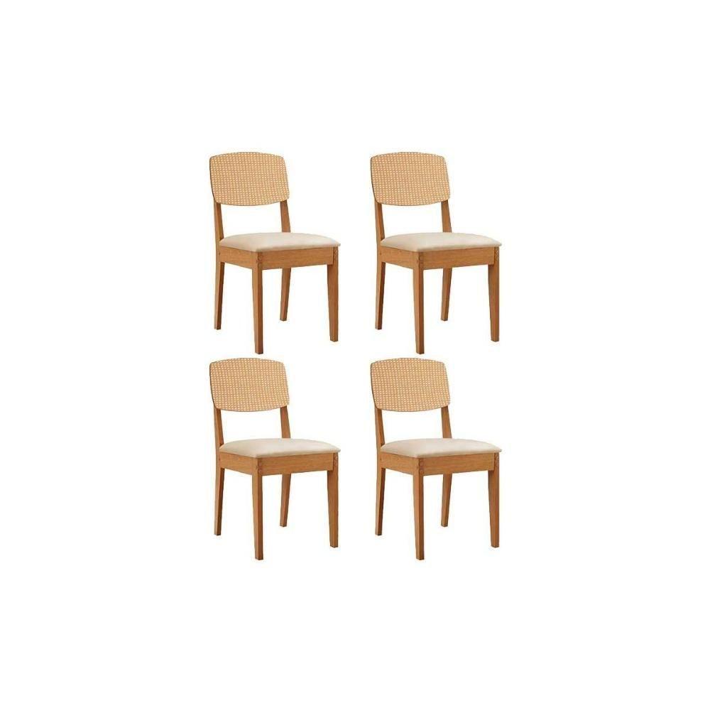 Kit 4 Cadeiras Sala Jantar Havana Premium 4 Un Naturalle-suede Creme - Rufato - 1