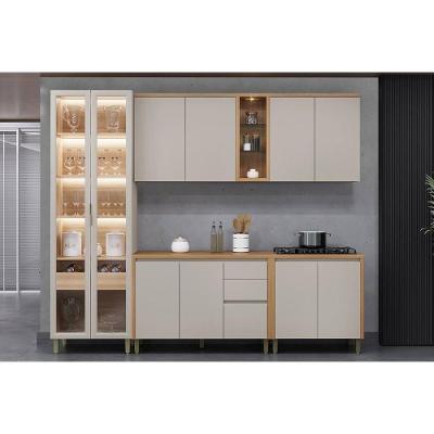 Kit Cozinha Modulada 5 Peças Allure (2aéreos+2balcões+1cristaleira) Cp05 Jequitiba-gris Fosco - Linea Brasil