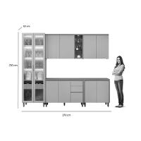 Kit Cozinha Modulada 5 Peças Allure (2aéreos+2balcões+1cristaleira) Cp05 Jequitiba-gris Fosco - Linea Brasil