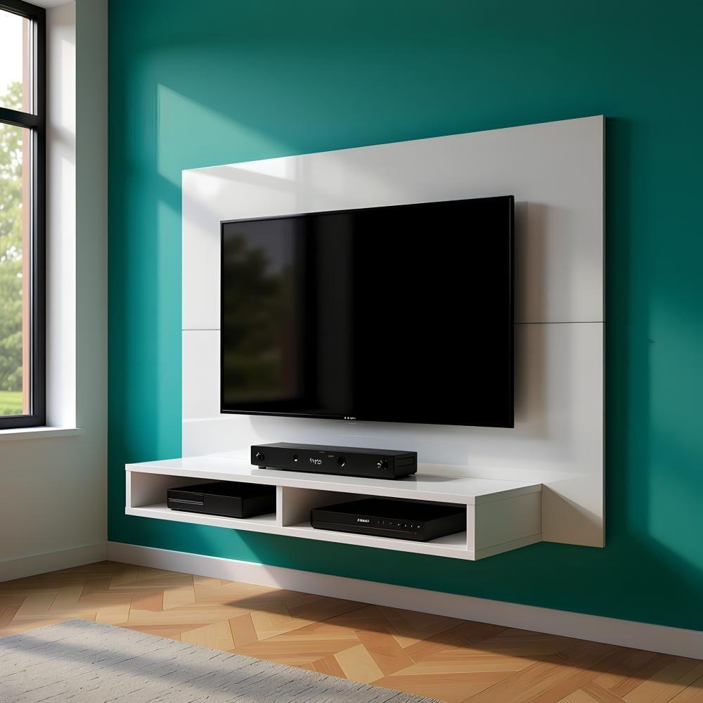 Painel Suspenso Para Parede Tv 43 Polegadas 1,20m Com Nicho - Branco - 1