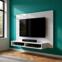 Painel Suspenso Para Parede Tv 43 Polegadas 1,20m Com Nicho - Branco - 1