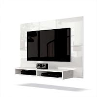 Painel Suspenso Para Parede Tv 43 Polegadas 1,20m Com Nicho - Branco - 2