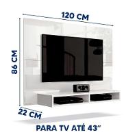 Painel Suspenso Para Parede Tv 43 Polegadas 1,20m Com Nicho - Branco - 3