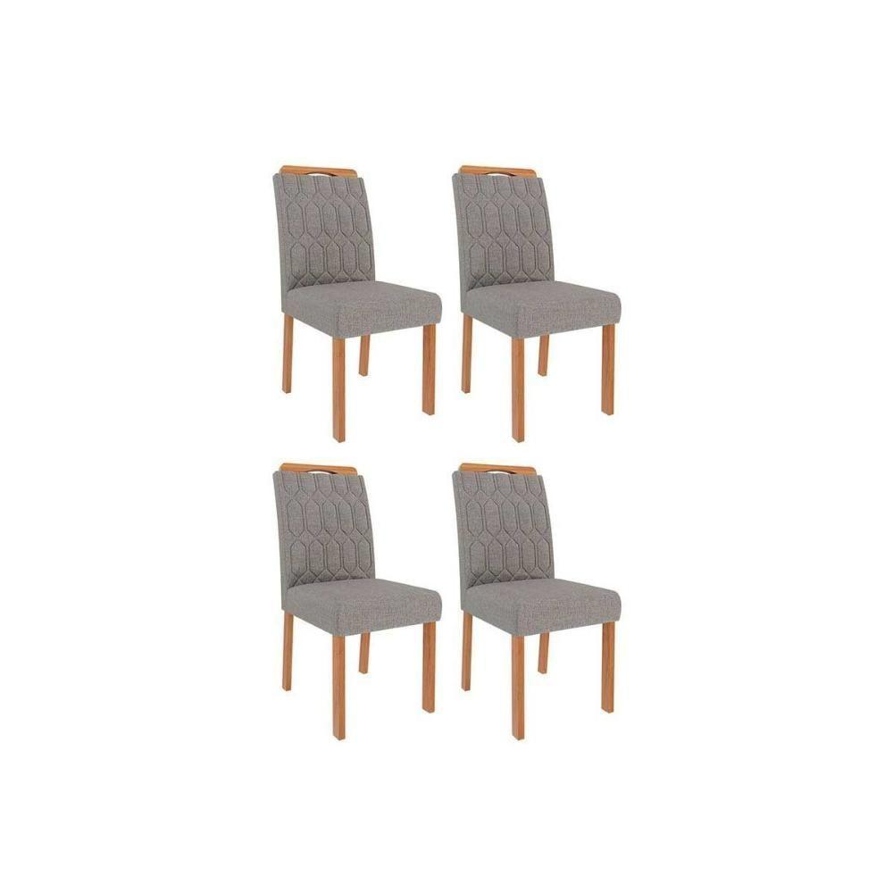Kit 4 Cadeiras Sala Jantar Paola Wood 4 Un Carvalho-linho Grafite - Cimol - 1