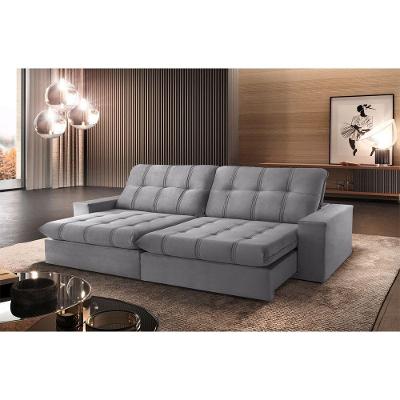 Sofá Retrátil Caparaó 2,50m 4 Lugares Molas Ensacadas Txr Prata