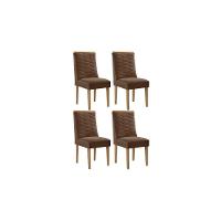 Kit 4 Cadeiras Sala Jantar Maldivas 4 Un Madeira Capuccino-suede Marrom - Rufato - 1