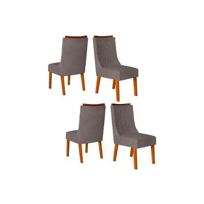 Kit 4 Cadeiras Sala Jantar Jade 4 Un Freijó-suede Lunar - Dj Móveis