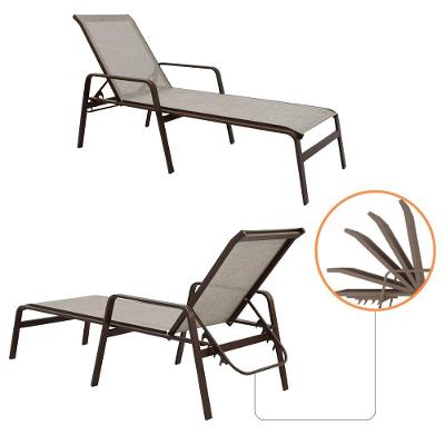 Kit 2 Cadeira Espreguiçadeira Sevilha Tela Sling Alumínio Praia Piscina Capuccino