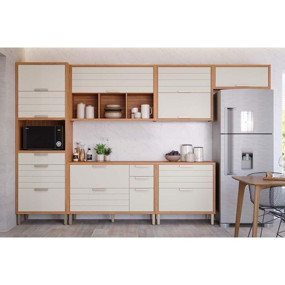 Kit Cozinha Completa 6 Peças Eloise (3aéreos+2balcões+1paneleiro) Cz026 Freijo-off White - Mgm - 1