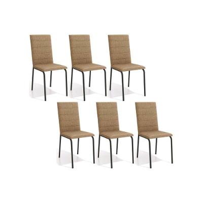 Kit 6 Cadeiras Sala Jantar Amsterdã C091prf Aço 6 Un Preto Fosco-capuccino - Kappesberg