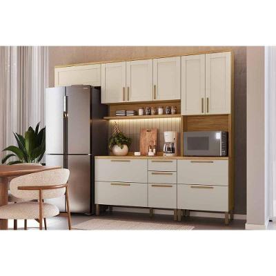 Kit Cozinha Modulada 4 Peças Riesling (3aéreos+2balcões+1paneleiro) C4p228 Amendoa-off White - Ronipa