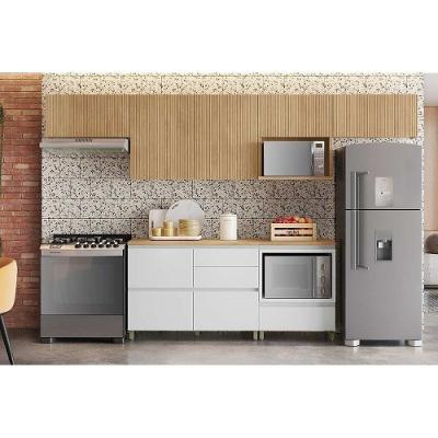 Kit Cozinha Completa 6 Peças Rainha 6 Portas 6 Gavetas MDF 120 cm Branco Nature