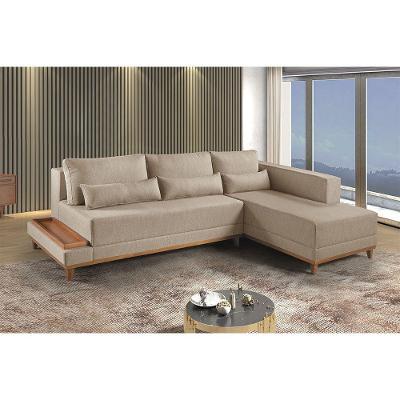 Sofá De Canto 4 Lugares Com Chaise M-174 Estofados Martins Linho Bege