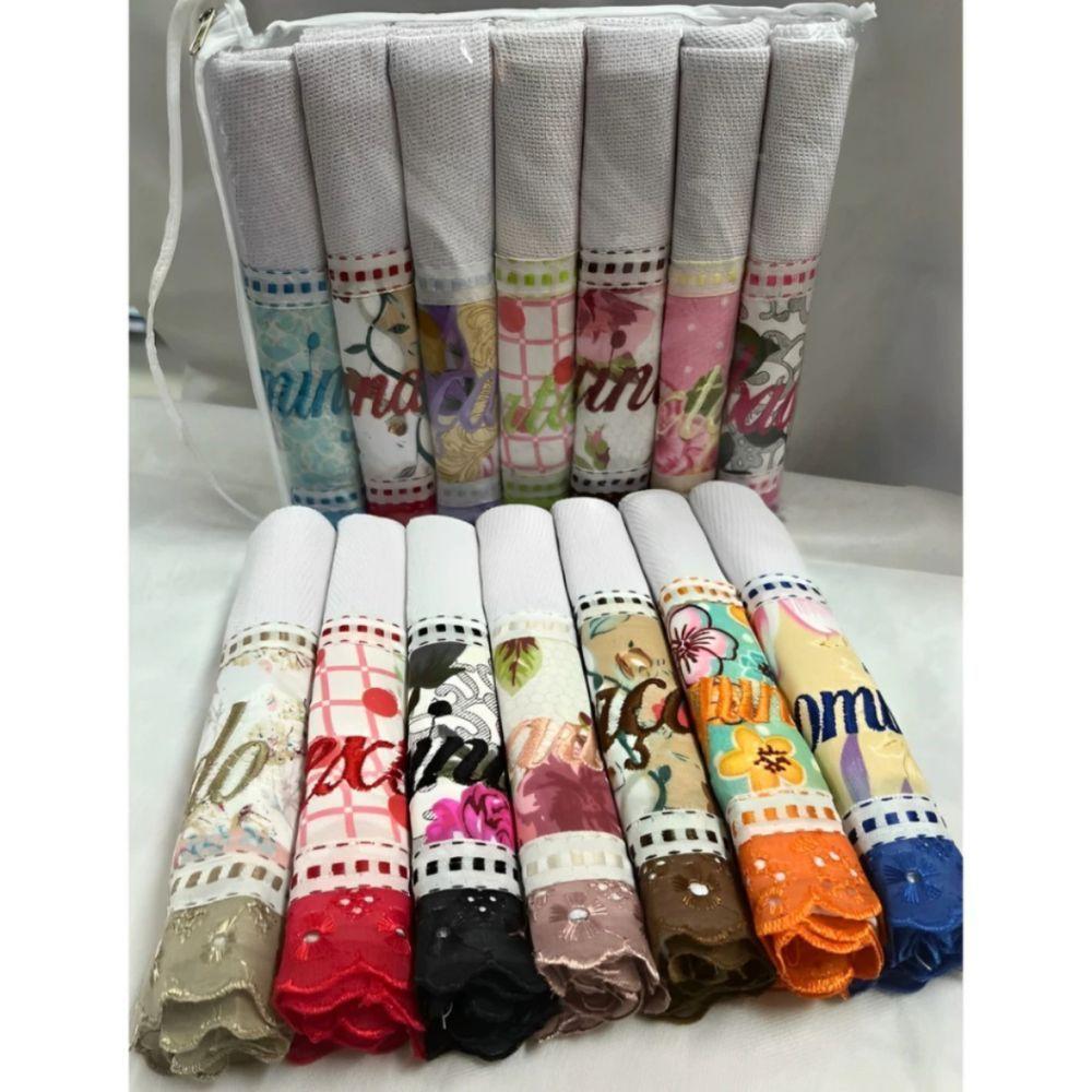 Kit 7 Pano De Prato Grande 45x75 Panos Bordado Semaninha Para Cozinha Copa 100% Algodão - 7