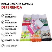 Kit 7 Pano De Prato Grande 45x75 Panos Bordado Semaninha Para Cozinha Copa 100% Algodão - 2