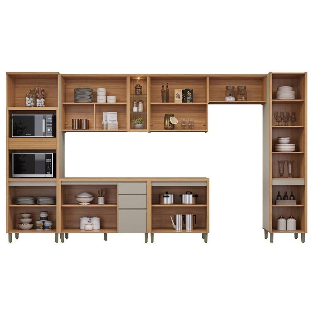 Kit Cozinha Modulada 7 Peças Allure (3aéreos+2balcões+1paneleiro+1torrequente) Cp02 Jequitiba-gris Fosco - Linea Brasil - 3