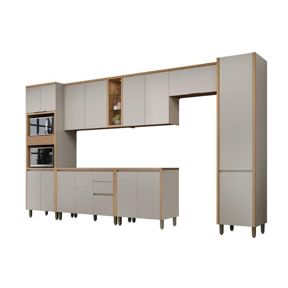 Kit Cozinha Modulada 7 Peças Allure (3aéreos+2balcões+1paneleiro+1torrequente) Cp02 Jequitiba-gris Fosco - Linea Brasil - 9