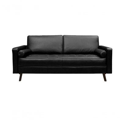 Sofá De Couro Melfi 4 Lugares Preto Pigmentado - Mempra