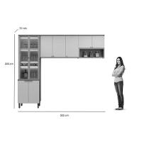 Kit Cozinha Modulada 3 Peças Selene (2aéreos+1cristaleira) Cp15 Jequitiba-off White Fosco - Linea Brasil