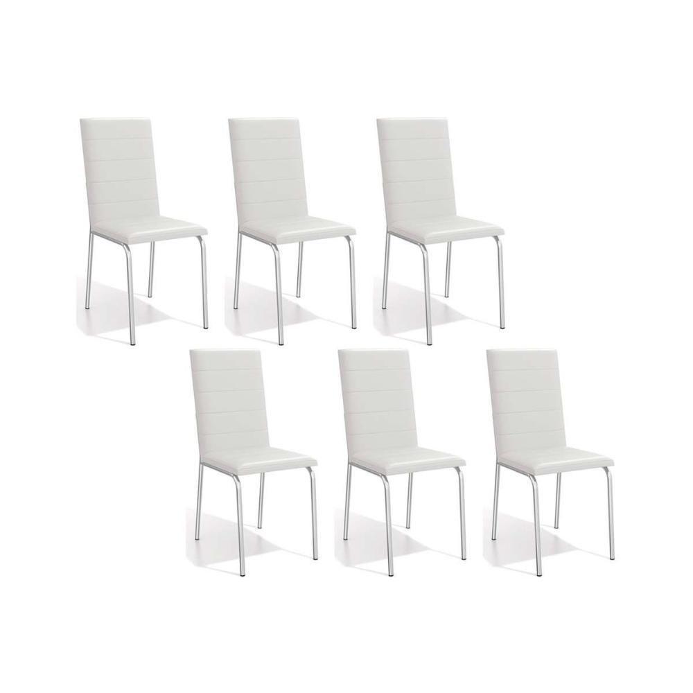 Kit 6 Cadeiras Sala Jantar Amsterdã C091 6 Un Cromada-branco 106 - Kappesberg - 1