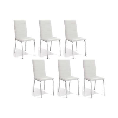 Kit 6 Cadeiras Sala Jantar Amsterdã C091 6 Un Cromada-branco 106 - Kappesberg