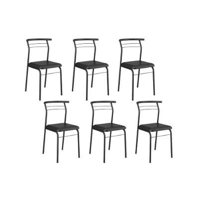 Kit 6 Cadeiras Sala Jantar 1708 Aço 6 Uni Preto-courano Preto - Carraro
