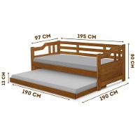 Sofá Cama De Madeira Maciça 2 Lugares Com Cama Auxiliar Castanho