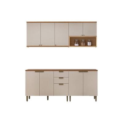 Kit Cozinha Completa Selene 7 Portas 3 Gavetas MDF 120cm Off White Fosco
